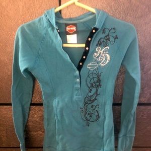 Blue/green Harley hoodie